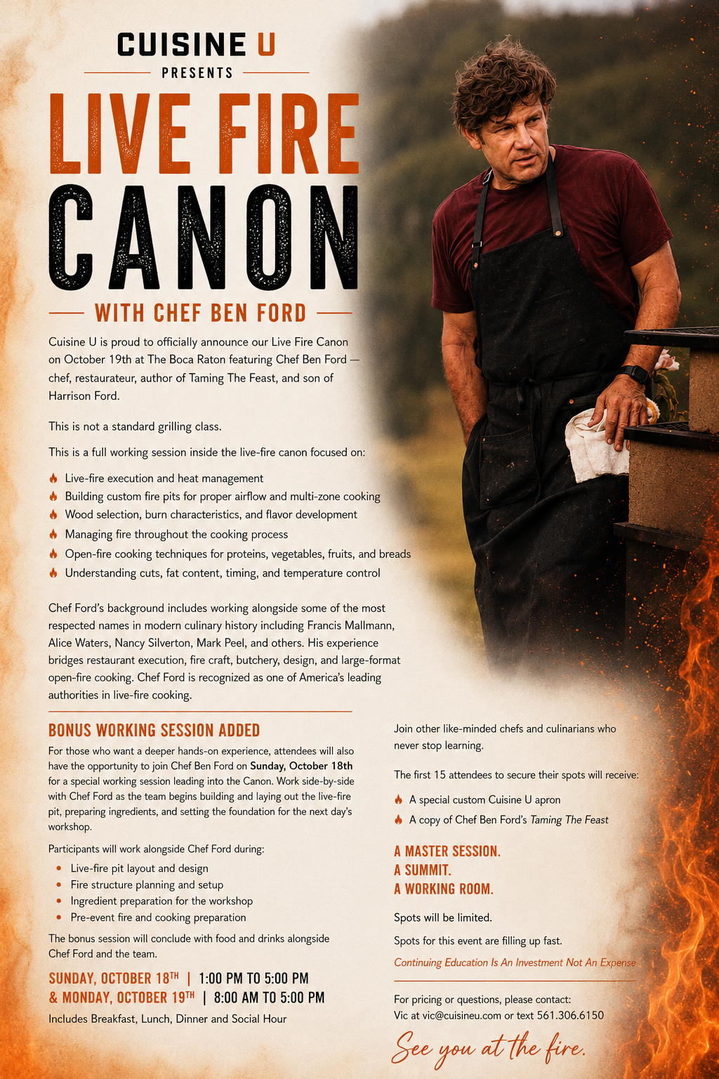 Open Fire Workshop With Chef Ben Ford, Son of Harrison Ford